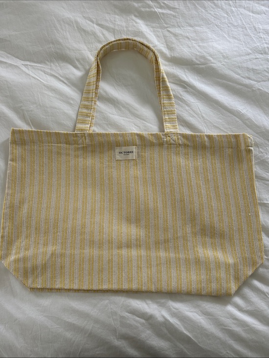 Sezane Handbags - Sezane (October Editions) Yellow Stripe Canvas Tote Bag